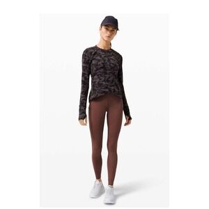 LULULEMON Close To Crossing Rulu Heritage Camo Top Jaquard Black Lunar Rock Sz 8